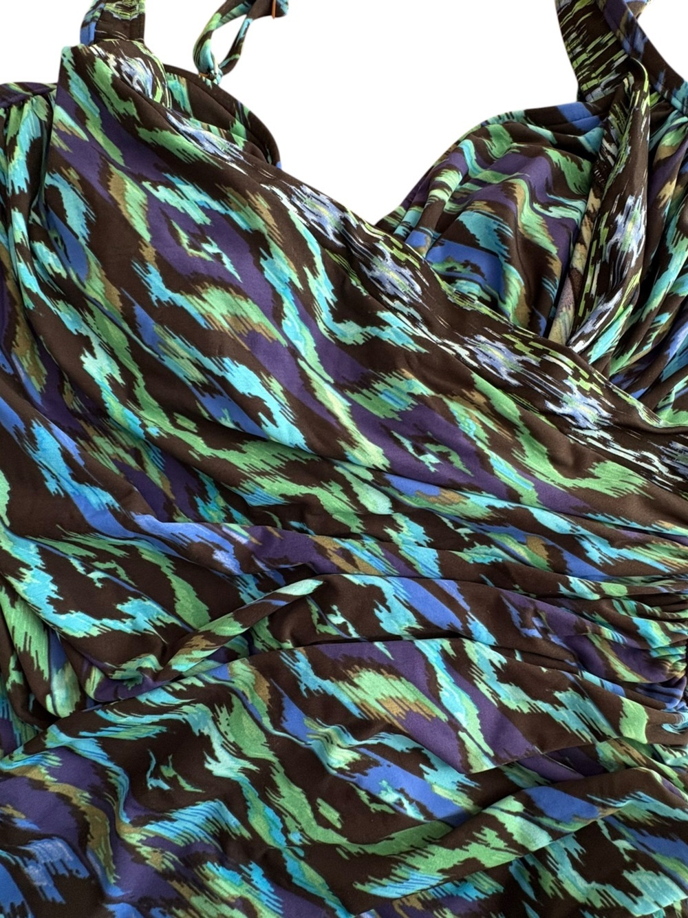 Miraclesuit Plus Size 16 Blue Green Black Abstract One-Piece Swimsuit - Picture 3 of 8